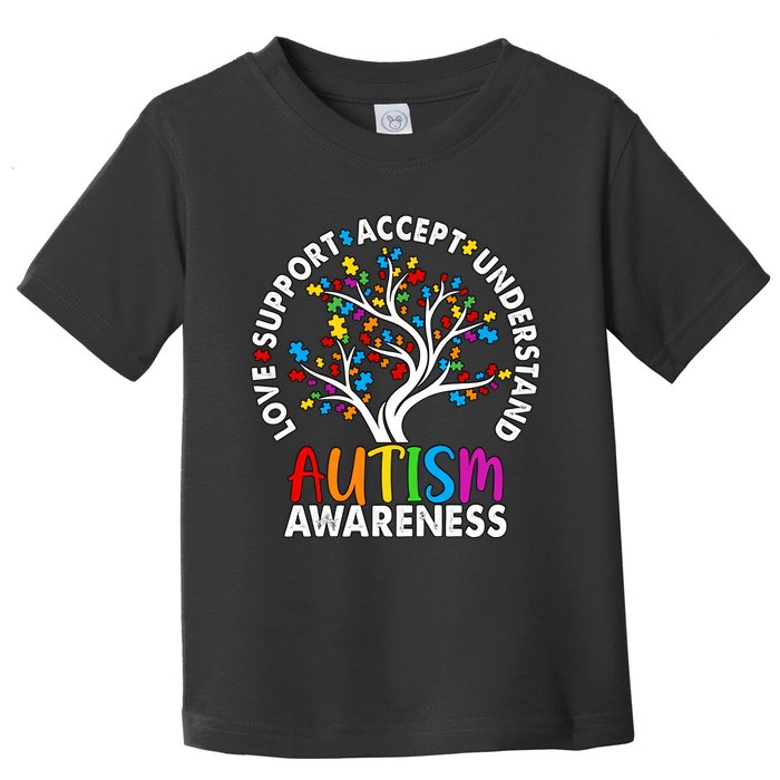 Autism Awareness Tree Love Support Accept Understand Toddler T-Shirt