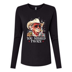 Assassination Attempt Trump 2024 You Missed Twice Womens Cotton Relaxed Long Sleeve T-Shirt