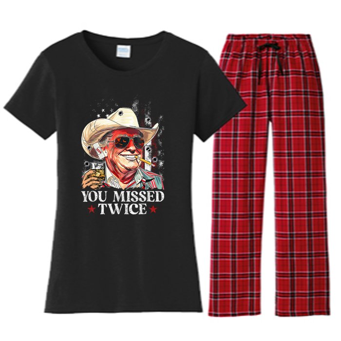 Assassination Attempt Trump 2024 You Missed Twice Women's Flannel Pajama Set