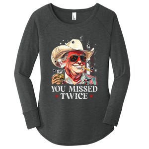 Assassination Attempt Trump 2024 You Missed Twice Women's Perfect Tri Tunic Long Sleeve Shirt