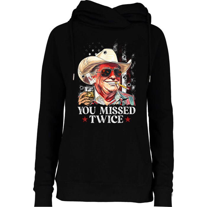 Assassination Attempt Trump 2024 You Missed Twice Womens Funnel Neck Pullover Hood