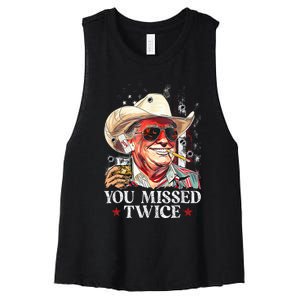 Assassination Attempt Trump 2024 You Missed Twice Women's Racerback Cropped Tank