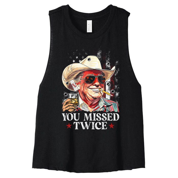 Assassination Attempt Trump 2024 You Missed Twice Women's Racerback Cropped Tank