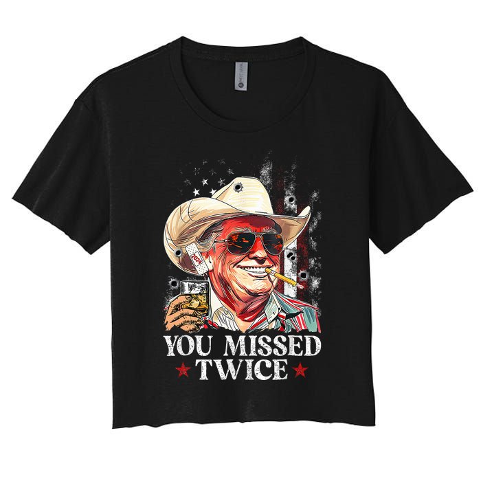 Assassination Attempt Trump 2024 You Missed Twice Women's Crop Top Tee