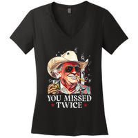 Assassination Attempt Trump 2024 You Missed Twice Women's V-Neck T-Shirt