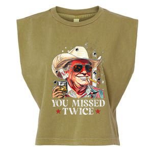 Assassination Attempt Trump 2024 You Missed Twice Garment-Dyed Women's Muscle Tee