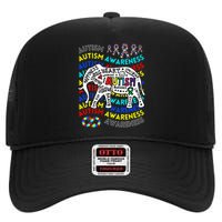 Autism Awareness Teacher Autism Moms And Dads Elephant High Crown Mesh Back Trucker Hat