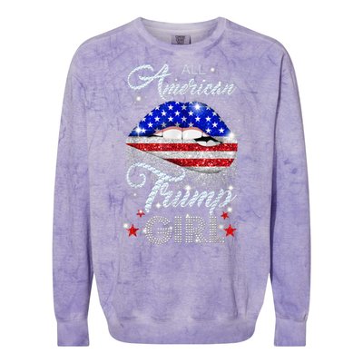 All American Trump Girl Design Colorblast Crewneck Sweatshirt