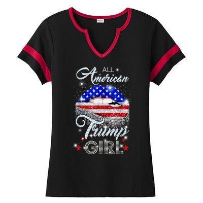 All American Trump Girl Design Ladies Halftime Notch Neck Tee