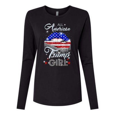 All American Trump Girl Design Womens Cotton Relaxed Long Sleeve T-Shirt