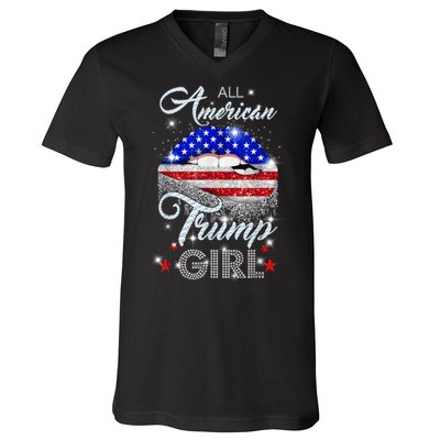 All American Trump Girl Design V-Neck T-Shirt