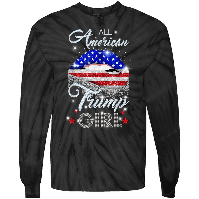 All American Trump Girl Design Tie-Dye Long Sleeve Shirt