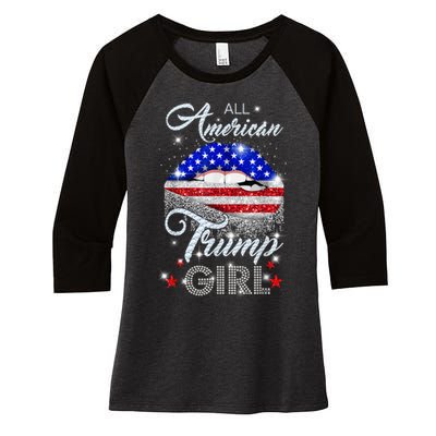 All American Trump Girl Design Women's Tri-Blend 3/4-Sleeve Raglan Shirt