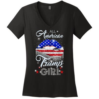 All American Trump Girl Design Women's V-Neck T-Shirt