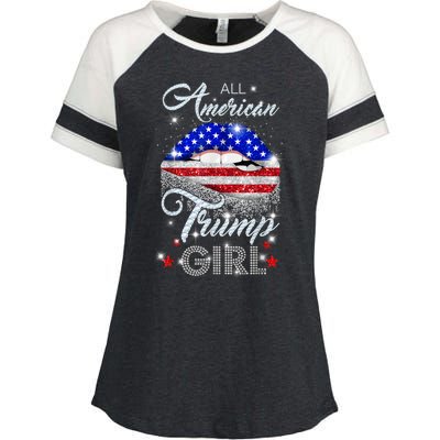 All American Trump Girl Design Enza Ladies Jersey Colorblock Tee