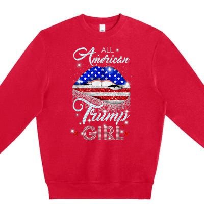 All American Trump Girl Design Premium Crewneck Sweatshirt