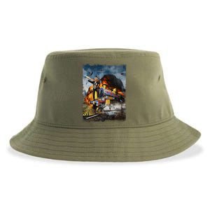 All Aboard The Trump Train Funny Donald Trump Sustainable Bucket Hat