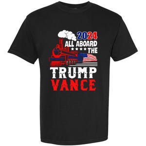 All Aboard The Trump Train 2024 Usa Flag Trump Vance 2024 Garment-Dyed Heavyweight T-Shirt