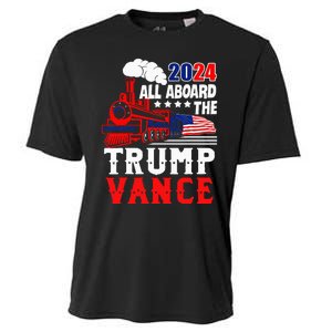 All Aboard The Trump Train 2024 Usa Flag Trump Vance 2024 Cooling Performance Crew T-Shirt