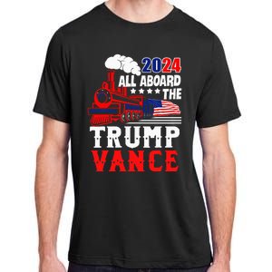 All Aboard The Trump Train 2024 Usa Flag Trump Vance 2024 Adult ChromaSoft Performance T-Shirt