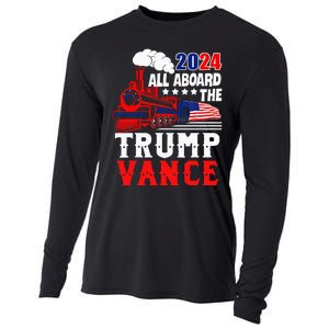 All Aboard The Trump Train 2024 Usa Flag Trump Vance 2024 Cooling Performance Long Sleeve Crew