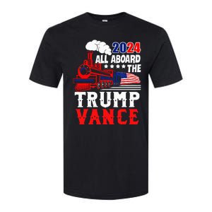 All Aboard The Trump Train 2024 Usa Flag Trump Vance 2024 Softstyle CVC T-Shirt