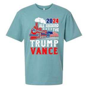 All Aboard The Trump Train 2024 Usa Flag Trump Vance 2024 Sueded Cloud Jersey T-Shirt