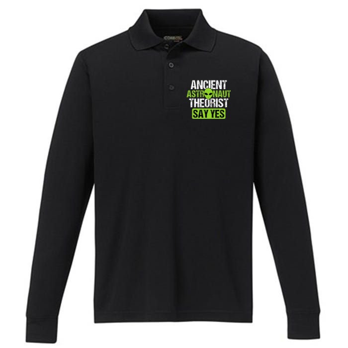 Ancient Astronaut Theorists Say Yes Aliens Conspiracy Performance Long Sleeve Polo