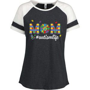 Autism Awareness Tee Mom Life For Autism Mom Enza Ladies Jersey Colorblock Tee