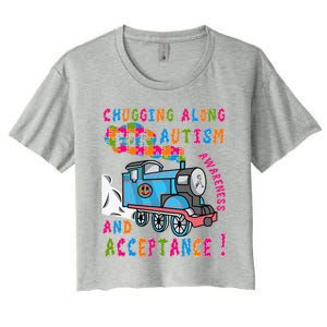 Advocate Acceptance Train Puzzle Cool Autism Awareness Gift Women's Crop Top Tee