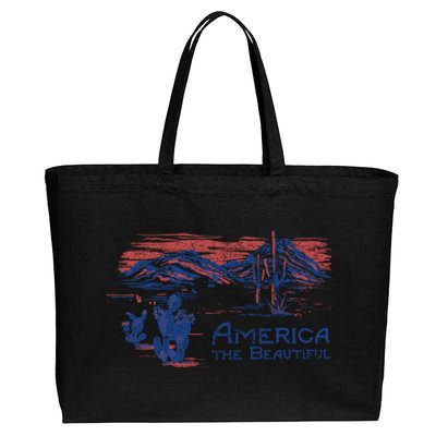 Americana America The Beautiful Landscape Cute Gift Cotton Canvas Jumbo Tote