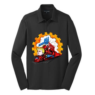 All Abroad The Trump Train 2024 Future Is Bright Silk Touch Performance Long Sleeve Polo