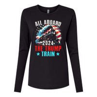 All Aboard The Trump Train 2024 Trump 2024 Us American Flag Womens Cotton Relaxed Long Sleeve T-Shirt