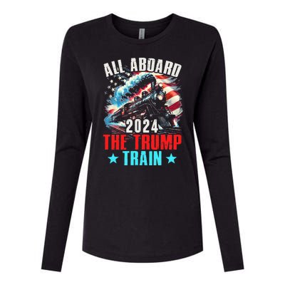 All Aboard The Trump Train 2024 Trump 2024 Us American Flag Womens Cotton Relaxed Long Sleeve T-Shirt