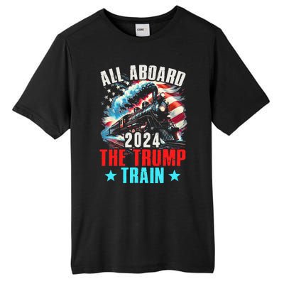 All Aboard The Trump Train 2024 Trump 2024 Us American Flag Tall Fusion ChromaSoft Performance T-Shirt