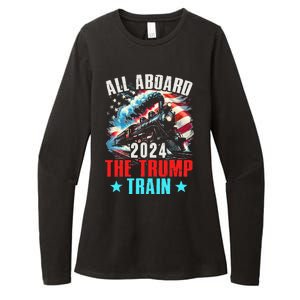 All Aboard The Trump Train 2024 Trump 2024 Us American Flag Womens CVC Long Sleeve Shirt