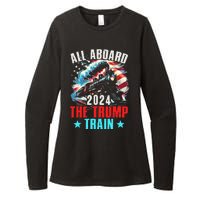 All Aboard The Trump Train 2024 Trump 2024 Us American Flag Womens CVC Long Sleeve Shirt