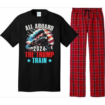 All Aboard The Trump Train 2024 Trump 2024 Us American Flag Pajama Set