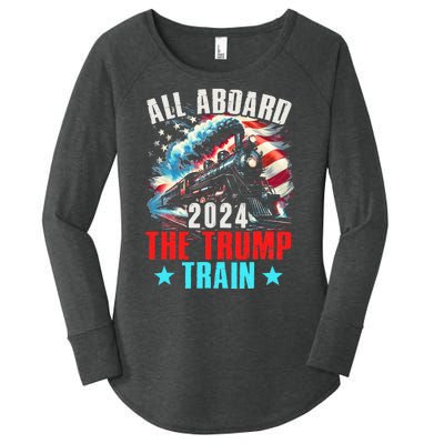 All Aboard The Trump Train 2024 Trump 2024 Us American Flag Women's Perfect Tri Tunic Long Sleeve Shirt