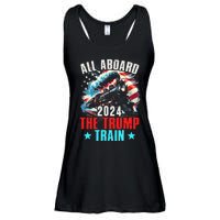 All Aboard The Trump Train 2024 Trump 2024 Us American Flag Ladies Essential Flowy Tank