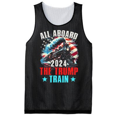 All Aboard The Trump Train 2024 Trump 2024 Us American Flag Mesh Reversible Basketball Jersey Tank