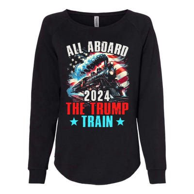 All Aboard The Trump Train 2024 Trump 2024 Us American Flag Womens California Wash Sweatshirt