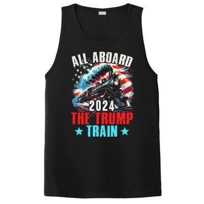 All Aboard The Trump Train 2024 Trump 2024 Us American Flag PosiCharge Competitor Tank