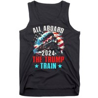 All Aboard The Trump Train 2024 Trump 2024 Us American Flag Tank Top