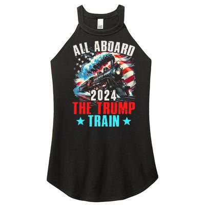 All Aboard The Trump Train 2024 Trump 2024 Us American Flag Women's Perfect Tri Rocker Tank