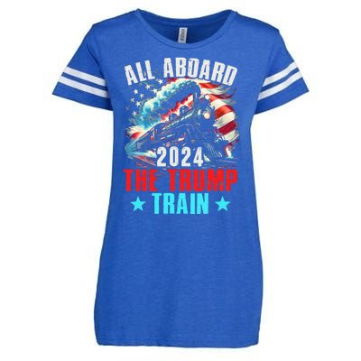 All Aboard The Trump Train 2024 Trump 2024 Us American Flag Enza Ladies Jersey Football T-Shirt