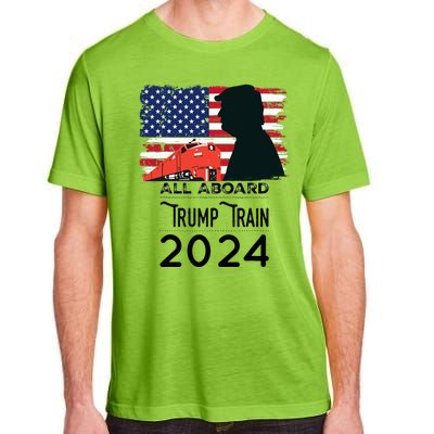 All Aboard Trump Train 2024 Vintage American Flag Apparel Adult ChromaSoft Performance T-Shirt