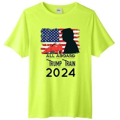 All Aboard Trump Train 2024 Vintage American Flag Apparel Tall Fusion ChromaSoft Performance T-Shirt