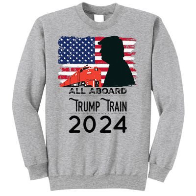 All Aboard Trump Train 2024 Vintage American Flag Apparel Sweatshirt