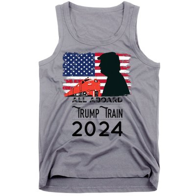 All Aboard Trump Train 2024 Vintage American Flag Apparel Tank Top